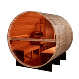 Golden Designs "Zurich" 4 Person Barrel with Bronze Privacy View - Traditional Sauna - Pacific Cedar