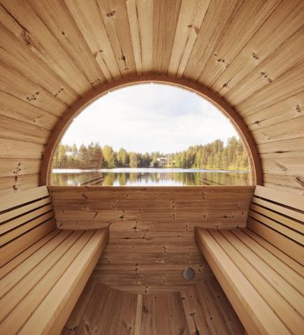 SaunaLife ERGO Series Sauna Barrel, Rear Window, 4-Person