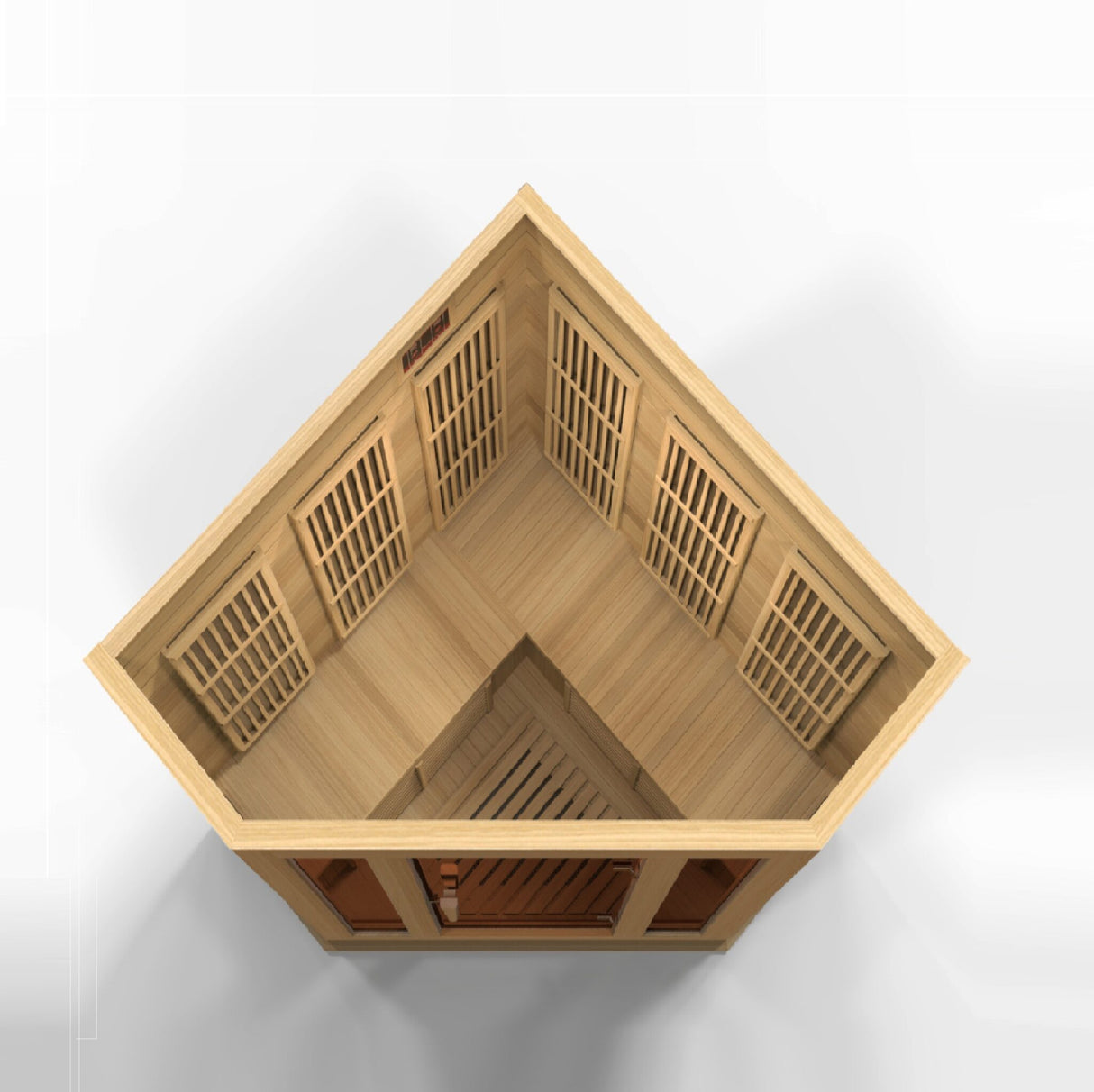Maxxus 3 Person Corner Near Zero EMF FAR Infrared Sauna - Canadian Hemlock
