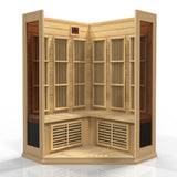 Maxxus 3 Person Corner Near Zero EMF FAR Infrared Sauna - Canadian Hemlock