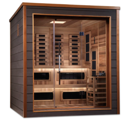 Golden Designs Karlstad 6 Person Outdoor-Indoor PureTech™ Hybrid Full Spectrum Sauna - Canadian Red Cedar Interior