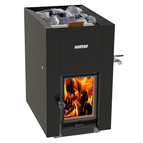 Harvia Linear 22 GreenFlame ES Wood Sauna Stove with Water Tank - Thumbnail 4