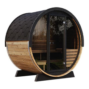 SaunaLife Ergo Elegance Series Sauna Barrel Glass Front, 4-Person - Sweet Life Saunas